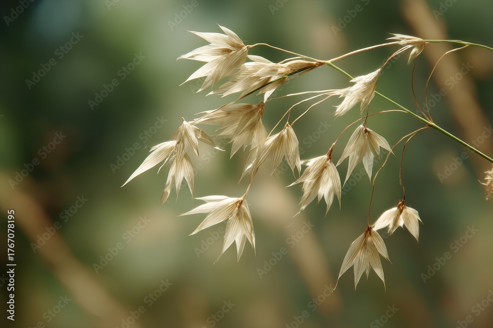 Fototapeta premium Enchanting Avoine: Captivating Spike and Leaf Composition in Vibrant Natural Setting