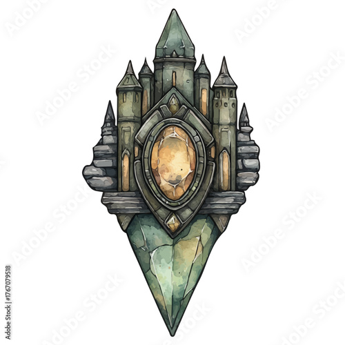 Statement Pin, watercolor vector, isolated on a white background.