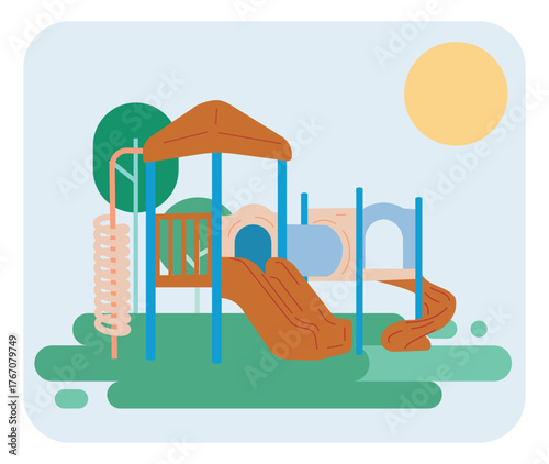 Playground illustration scene flat design art print decor vector
