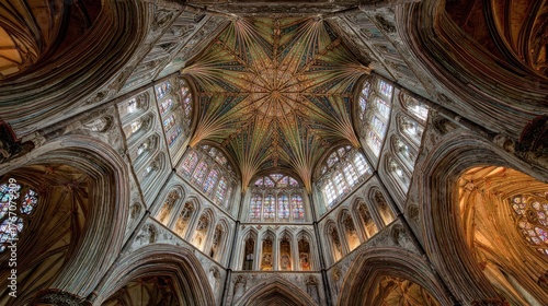 Majestic Vaulted Ceiling of Ely Cathedral: A Mediaeval Marvel in Cambridgeshire, England