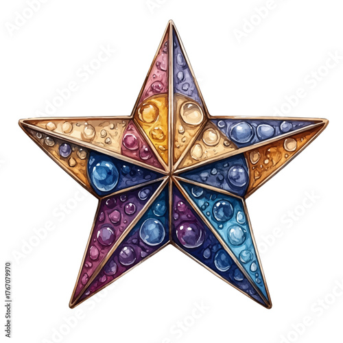 Star Symbol Pendant, watercolor painting vector, isolated on a white background.