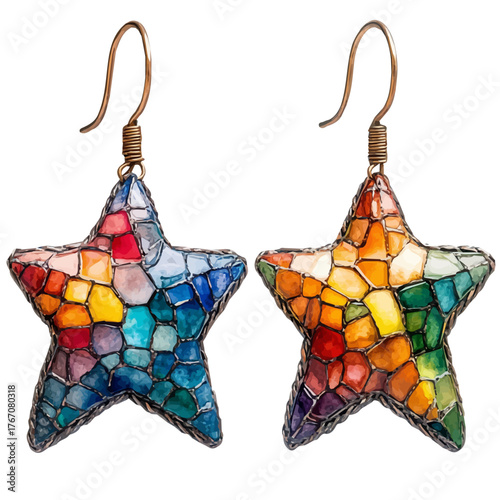 Star Earrings, watercolor illustration vector, isolated on a white background.