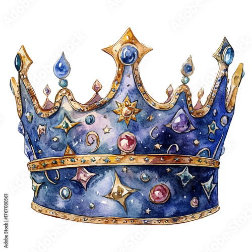 watercolor vector of Star Crown, isolated on a white background.