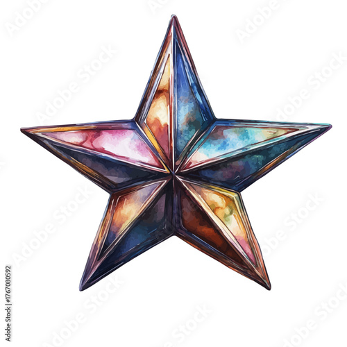 Star Crown, watercolor clipart vector, isolated on a white background.