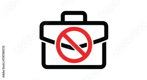 A briefcase icon with a red prohibition sign indicates no work.