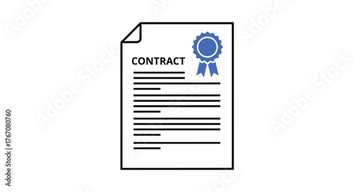A contract document with a blue seal on a white background.