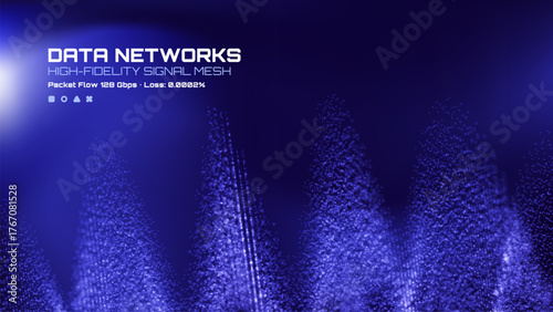 Data networks high-fidelity signal mesh background displaying packet flow and loss rate for modern technology concept