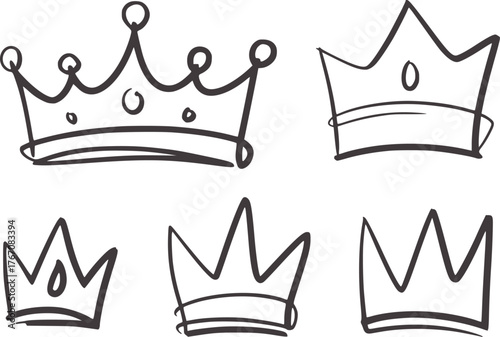 Black and white line drawing of crowns royal king