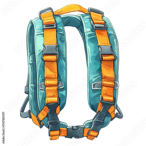 Shoulder Harness, watercolor painting vector, isolated on a white background.