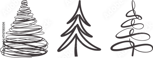 Minimalist abstract christmas trees in dark grey illustration
