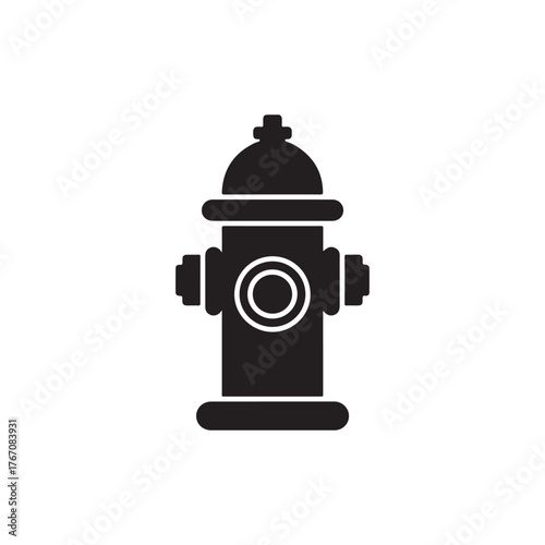Fire Hydrant Silhouette Icon – Black Safety Symbol for Emergency, Firefighting, and Public Safety Design