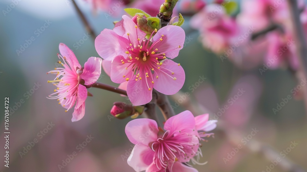 Fototapeta premium Vibrant colorful flower blooming brightly in a sunny garden, with soft green leaves surrounding its delicate petals. Fresh flower standing tall among grass, showcasing natural beauty, freshness