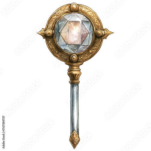 Sceptre, watercolor clipart vector, isolated on a white background.