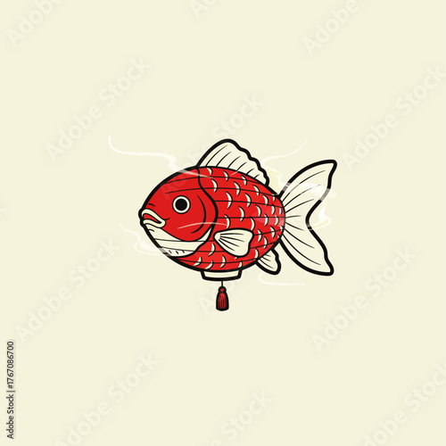 Japanese fish lantern icon flat vector design.