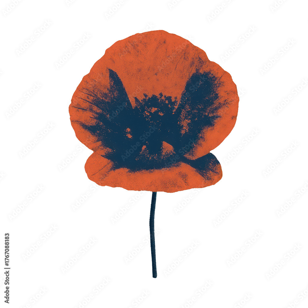 Fototapeta premium PNG Vintage orange floral silhouette art.