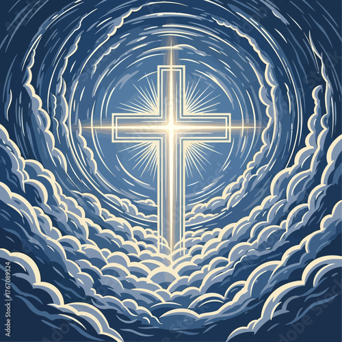 Sacred Remembrance on All Saints' Day, a divine cross for church altars and a personal altar in the heavenly clouds