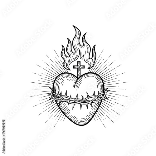 Sacred Heart Remembrance A Vintage Illustration for All Saints' Day Altars