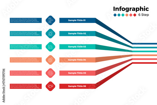 Simple modern vector infographic with 6 step options. Infographics for business reports or company business strategies or activities.