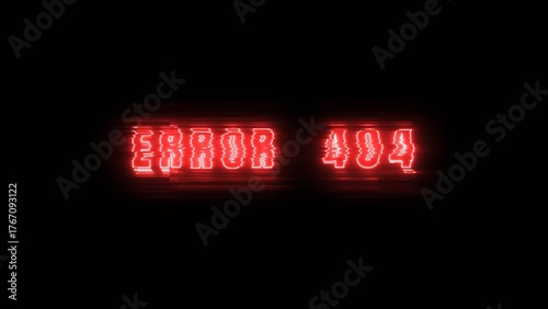 Dramatic error 404 warning glows red on black background, perfect for tech failure or website down concepts