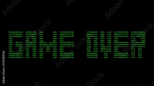 video animation text game over designed with binary code numbers system, on a transparent background with alpha channel set to zero