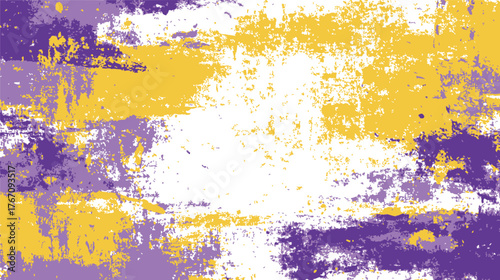 Abstract paint strokes sketch, hand drawn yellow and purple grunge texture background — stock vector