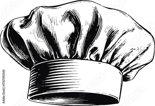 Chef hat sketch, hand drawn vector illustration of classic toque blanche — stock vector