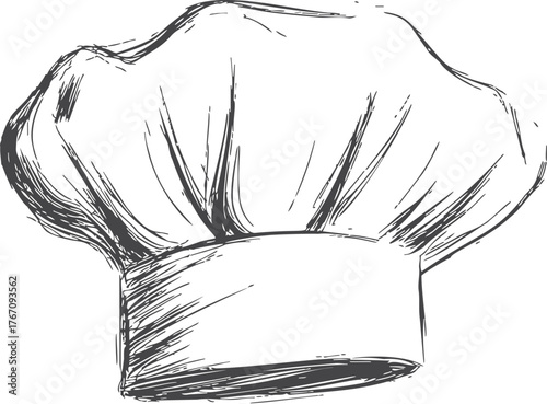 Chef hat sketch, hand drawn vector illustration of classic toque blanche — stock vector