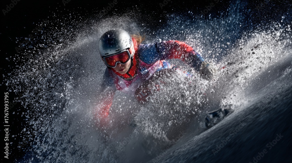 Naklejka premium Athletes performing freestyle skiing on snow. Winter Olympics concept.