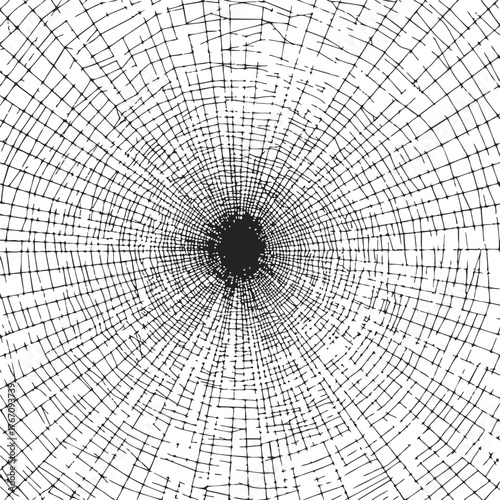 Spider web sketch, hand drawn concentric lines and irregular grid pattern — stock vector