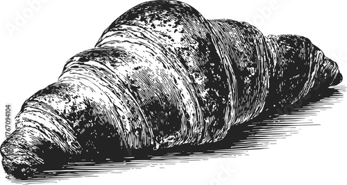 Croissant sketch hand drawn detailed bakery pastry illustration — stock vector