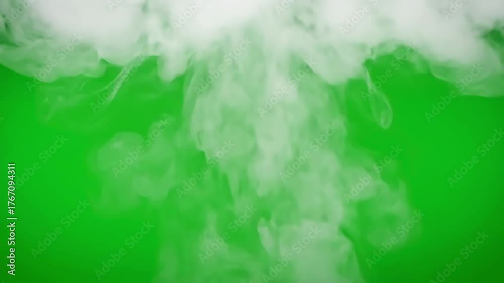 Green Screen rising white smoke on background scene 2 with distortion ...