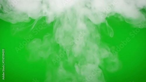 Green Screen rising white smoke on background scene 2 with distortion, overlay, glitch, static noise, scan lines black background, 4k animated video loop