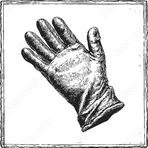 Glove vintage sketch hand drawn style detailed textured illustration — stock vector