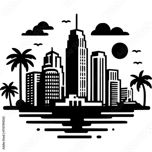 Miami Skyline Icon Vector