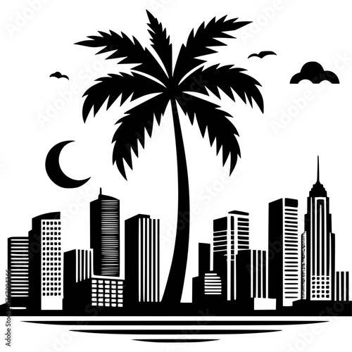 Miami Skyline Icon Vector
