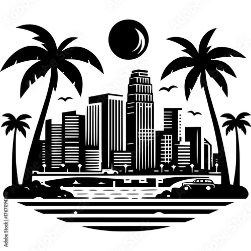 Miami Skyline Icon Vector