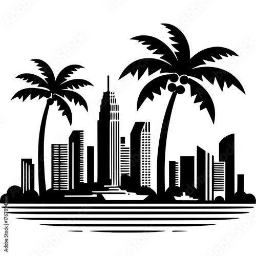 Miami Skyline Icon Vector