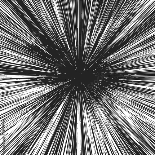 Speed lines hand drawn sketch radial burst effect from center — stock vector