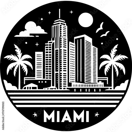 Miami Skyline Vector Icon