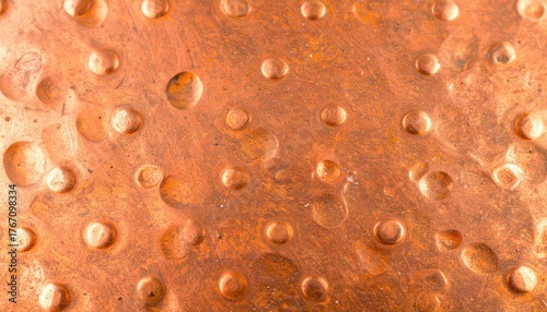Hammered Copper Sheet Texture with Shallow Dimples and Warm Glow