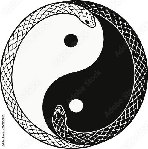 yin yang snake tattoo design