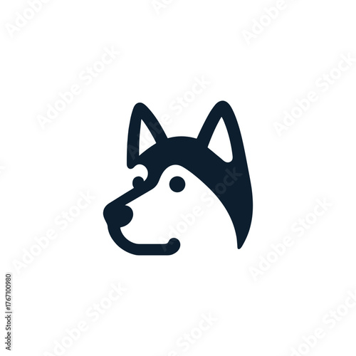 Minimalist Husky Head Vector Illustration for Logo Design