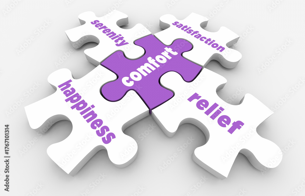 Fototapeta premium Comfort Puzzle Pieces Happiness Serenity Relief Satisfaction 3d Illustration
