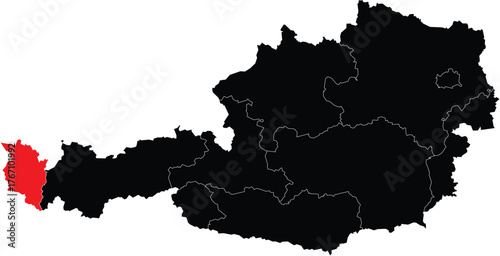Vector Map of Vorarlberg Austria Silhouette Editable Map With Regions