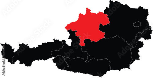  Vector Map of Upper Austria on Austria Silhouette Editable Map With Regions