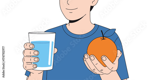 Embracing Essential Healthcare Habits A Young Person Demonstrating Daily Wellness Through Hydration and Nutritious Fresh Fruit