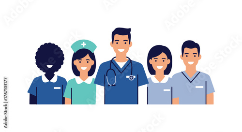 Diverse and dedicated healthcare professionals collaborate to provide essential medical services, embodying compassion and expert care for global communities