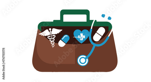 Essential Healthcare Professional's Medical Bag Comprehensive First Aid Kit with Stethoscope and Pills for Emergency Care