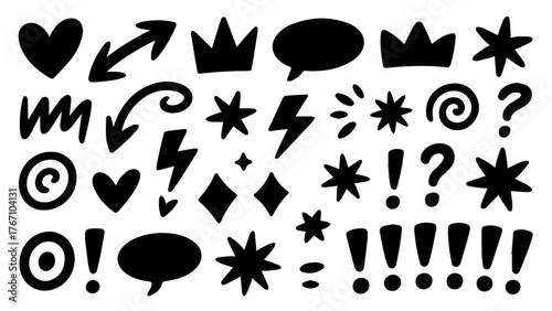 hand-drawn doodle symbols