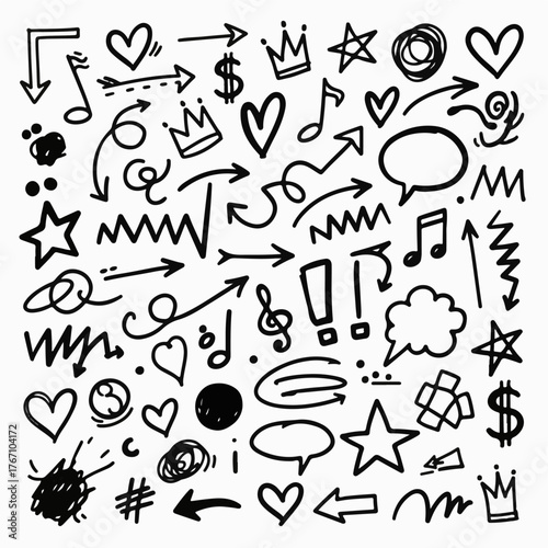 seamless pattern of hand-drawn doodle symbols 4